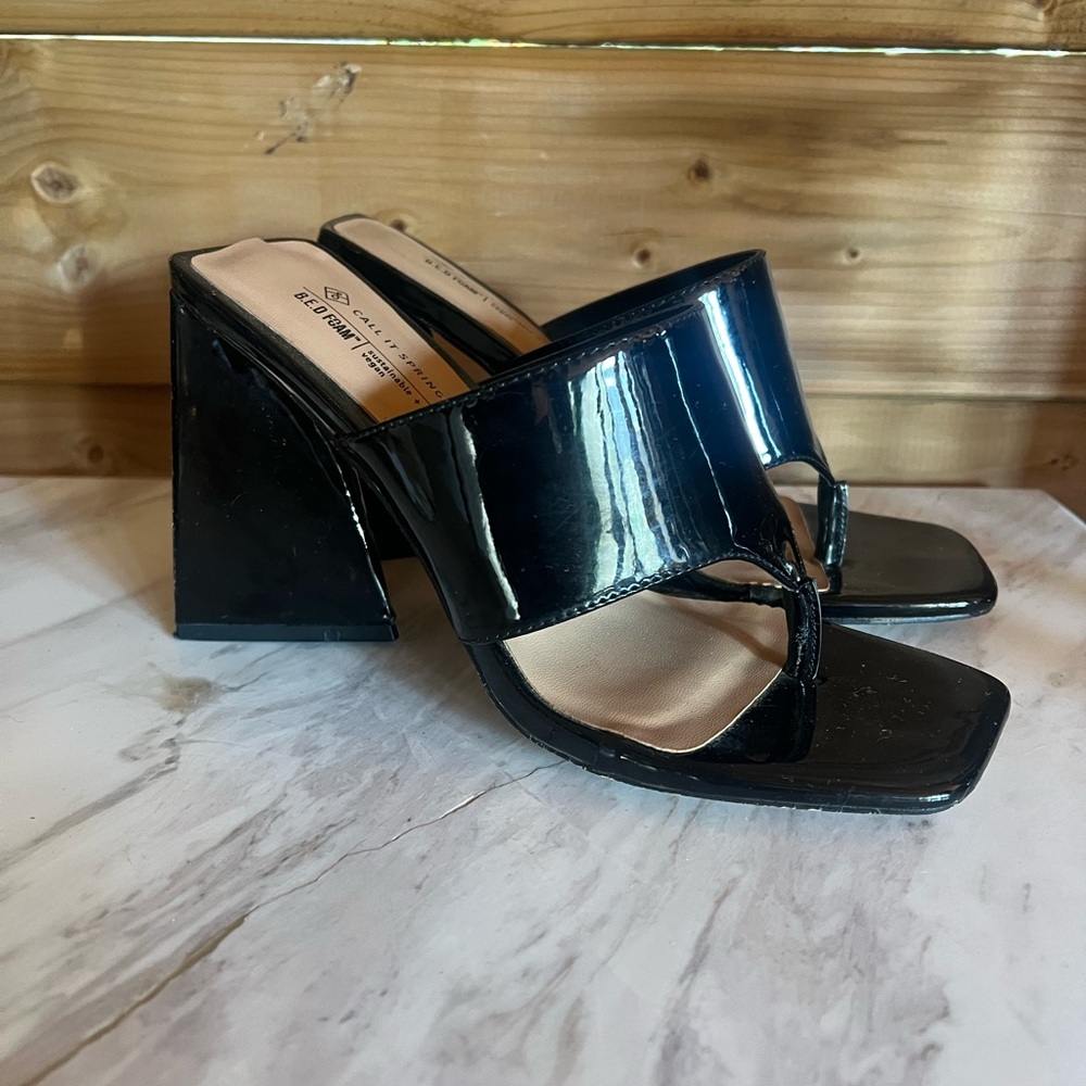 Call It Spring Glossy Black Pumps size 8